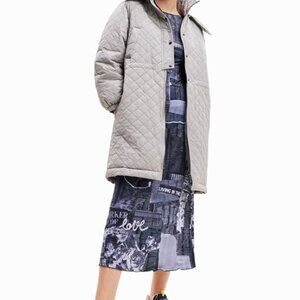NWT, $191, DESIGUAL, Padded Denmark Puff Sleeve Quilted Coat - US XXS